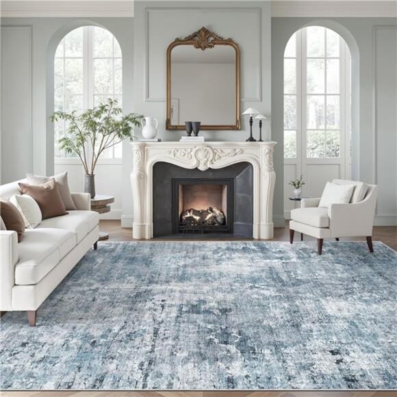 Abstract Rug 8x10 Living Room Bedroom Dining Room Area Rugs Blue - Picture 1 of 7